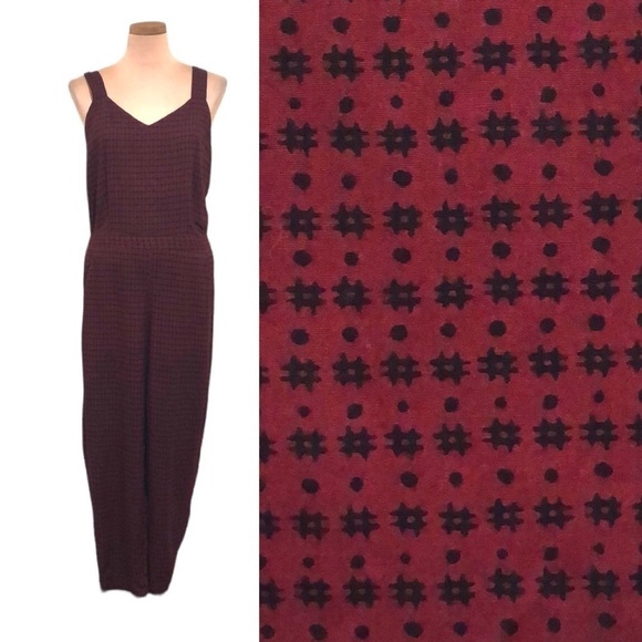 Madewell Tompkins Jumpsuit Size Medium Burgundy Print - Picture 1 of 13
